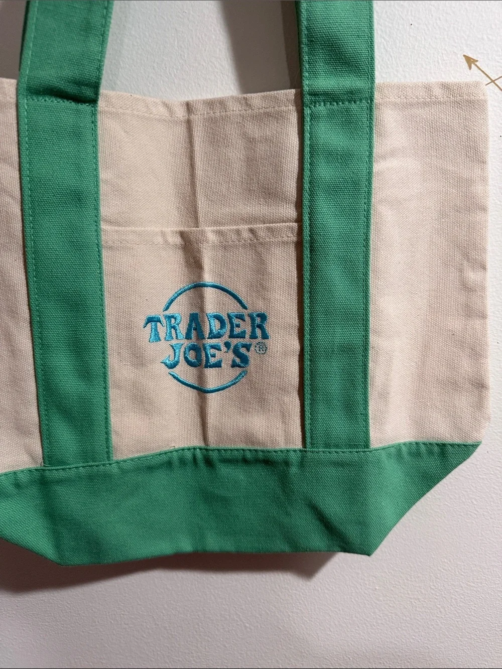 Green & Cream Canvas Tote Bag